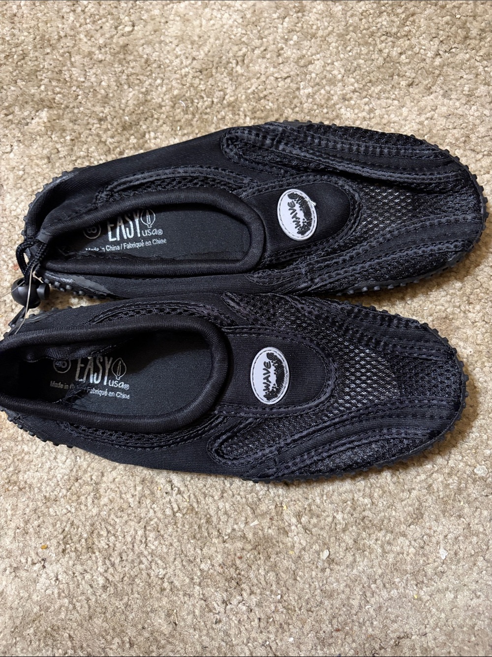 Easy USA Women's Black Mesh Slip-On Athletic Water Shoes